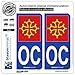 blasonimmat 2 Autocollants Plaque immatriculation Auto OC Occitanie - l'Authentique