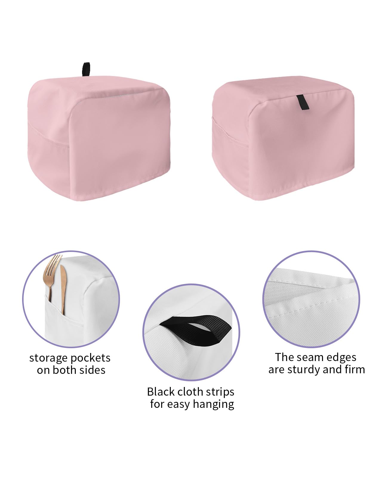 Pink Toaster Cover 2 Slice, Small Kitchen Appliance, Farmhouse Decor With Loop, Bread Machine Polyester Dust Protection