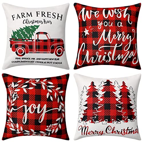KHOYIME Kissenbezüge mit Weihnachtsmotiv, 45,7 x 45,7 cm Cover