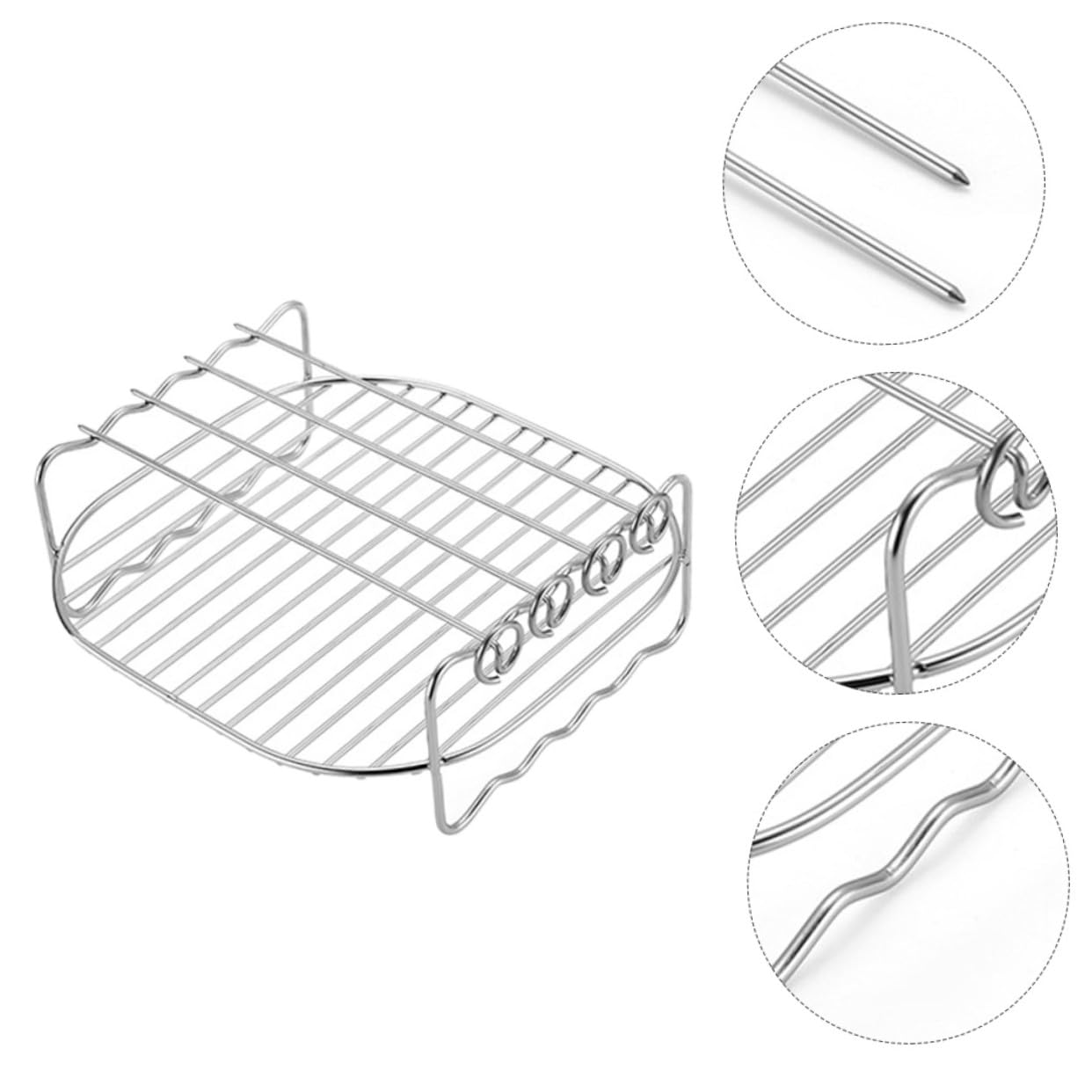 Accesorios para Freidora de Aire Fácil de Limpiar de Acero Inoxidable 2 Piezas Rejilla para Tostadas Seguro y Confiable para Cocina