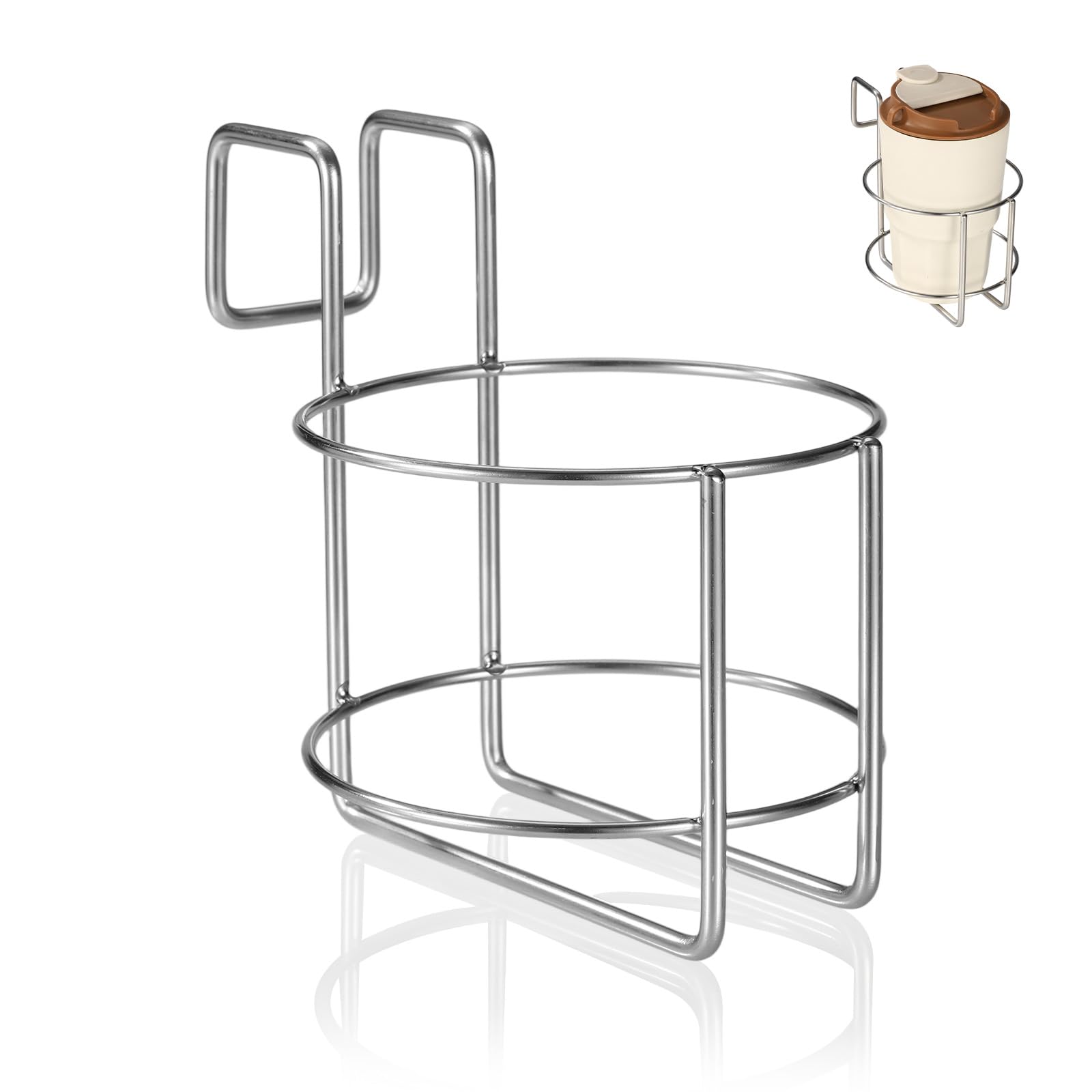 Porte-Gobelet de Lit, 11,2x11,5x14cm Métal Qualité Supérieure Porte-Gobelet Chevet Accessoire Pratique Bouteille d'eau Adapté aux Lits Superposés Voiture Dortoir (Argenté)