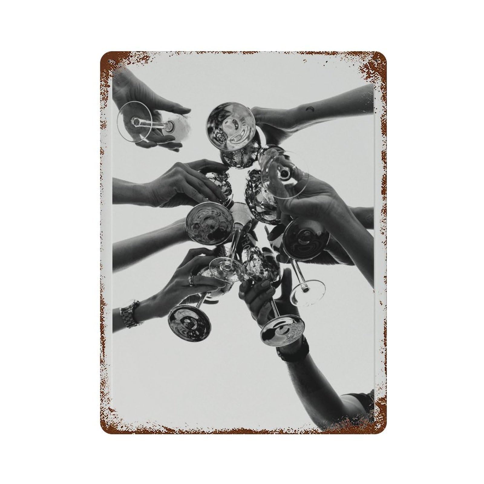 xiaoxiaoshen Cheers Cocktail ， Black And White Bar Wall Decor Art Metal Tin Poster Modern Home Decor Art Home Bar Shop Decorations Vintage Sign 40x30cm