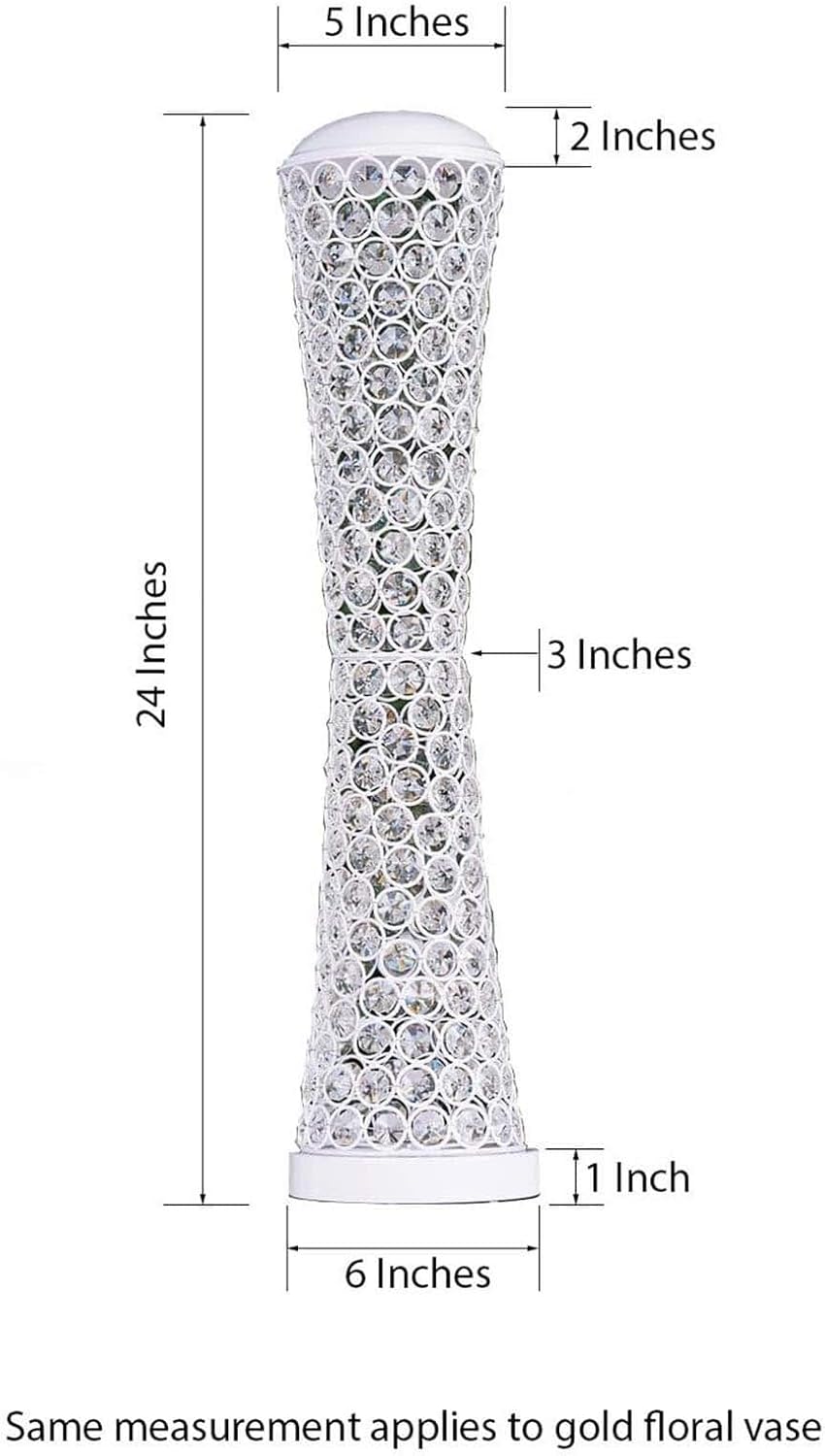 TABLECLOTHSFACTORY Gold 24" Tall Elegant Tall Hurricane Beaded Crystal Vase Wedding Centerpiece