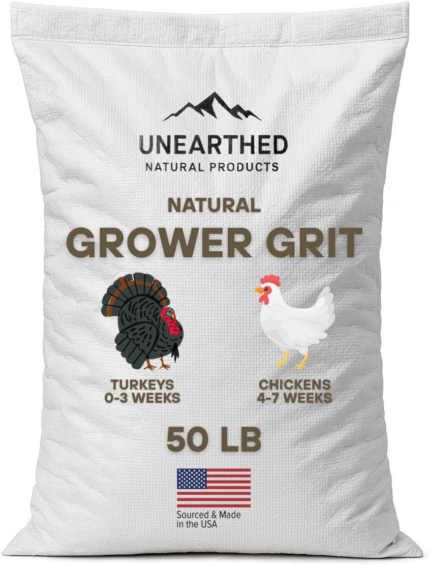 Unearthed Chicken Grit for Grower Chickens - Crushed Granite Grit, Calcium Supplement Ideal for Growing Birds, 50 lbs