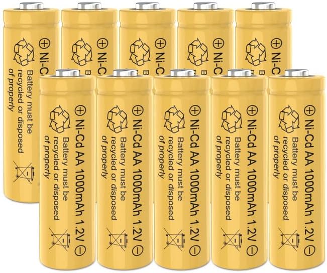 KBT KEEP BETTER TECH1.2V 1000mAh Rechargeable Battery，Ni-Cd AA Size High Capacity Battery Suitable for Solar Lights, Garden Lights，Yard Light for Garden Lawn Sidewalk（10pcs）