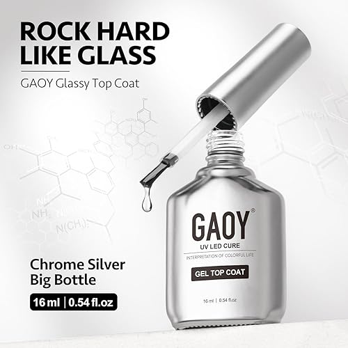 Miniatura 2 de GAOY 2 unidades de 0.5 fl oz de capa superior de gel que no se limpia, capa superior de gel transparente vidriosa, acabado de alto brillo para