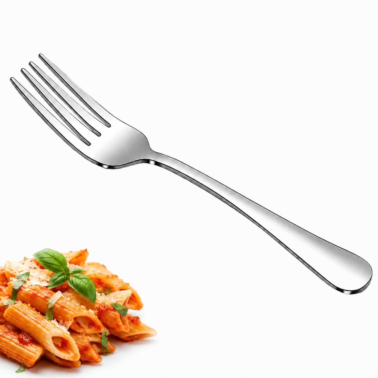 SANTUO Dessert Forks Set - 12-piece Stainless Steel Salad Forks Cream Fork Flatware Set Reusable for Household Use or Camping - Silver 6.7 Inches — Amazon image 10