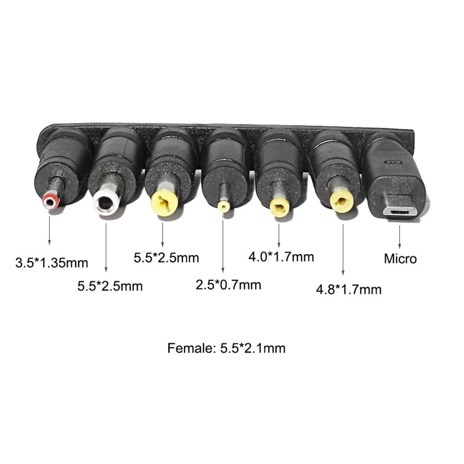 Adattatore da USB a CC 8 in 1, 5,5 x 2,1 mm a micro USB da 2,5/4,0/3,5/1,35 mm