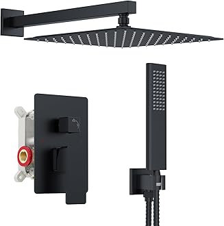 12 Inch Square Matte Black Gold Dual Function Shower System