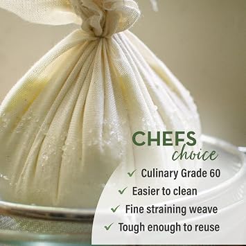 Organic Unbleached Cotton Cheesecloth GOTS Certified Muslin Cloth for Straining & Cooking, Reusable Kitchen Filter, Large 18 sq ft