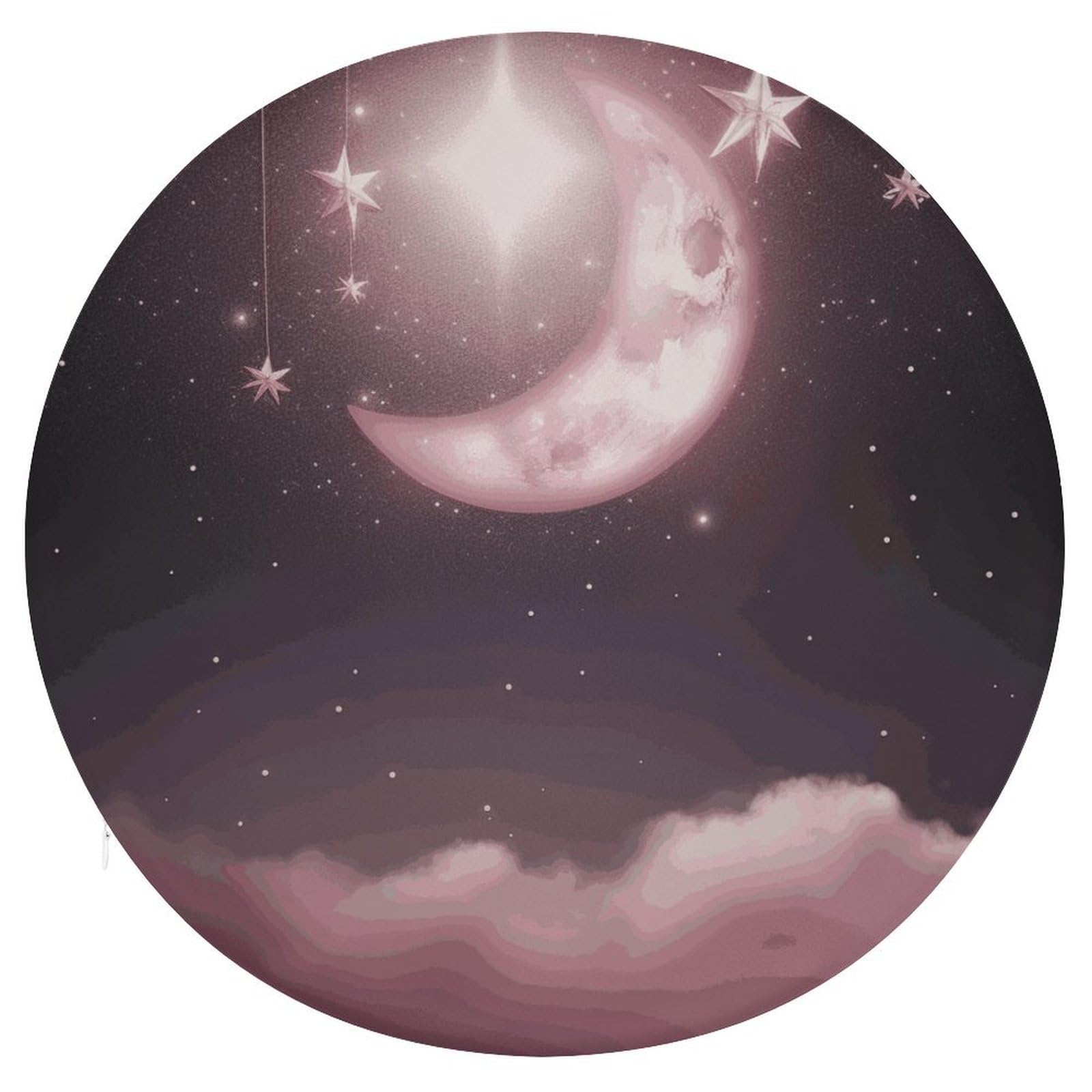 Wsoihfec Style Moon Pink Stars Seat Cushion Round Chair Pad