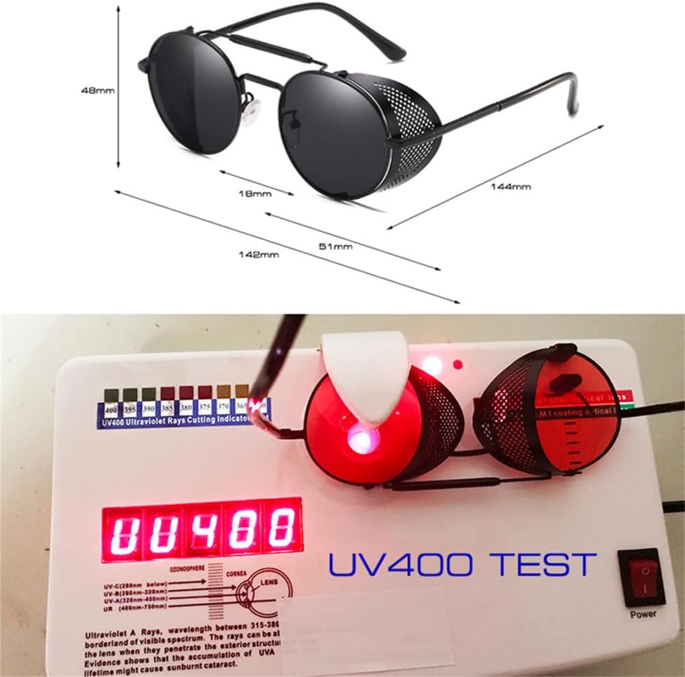 Vintage Women Reversible Steampunk Sunglasses Men's Round Punk Glasses