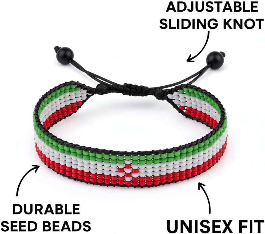 Iran Flag Boho Style Rope Bracelet, Adjustable, Thread String, for Women, Men - Image 2