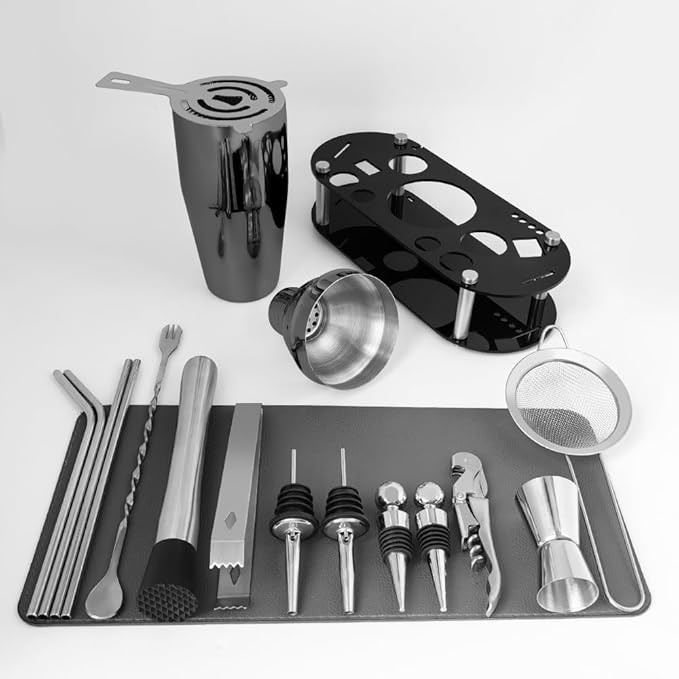 Set de Coctelera Bartender 16 Piezas con Soporte - Negro miniatura 5