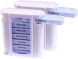 BigDean 2er Set Tablettenbox 7 Tage Wochendispenser Tablettendispenser Woche Medikamentendispenser Tower