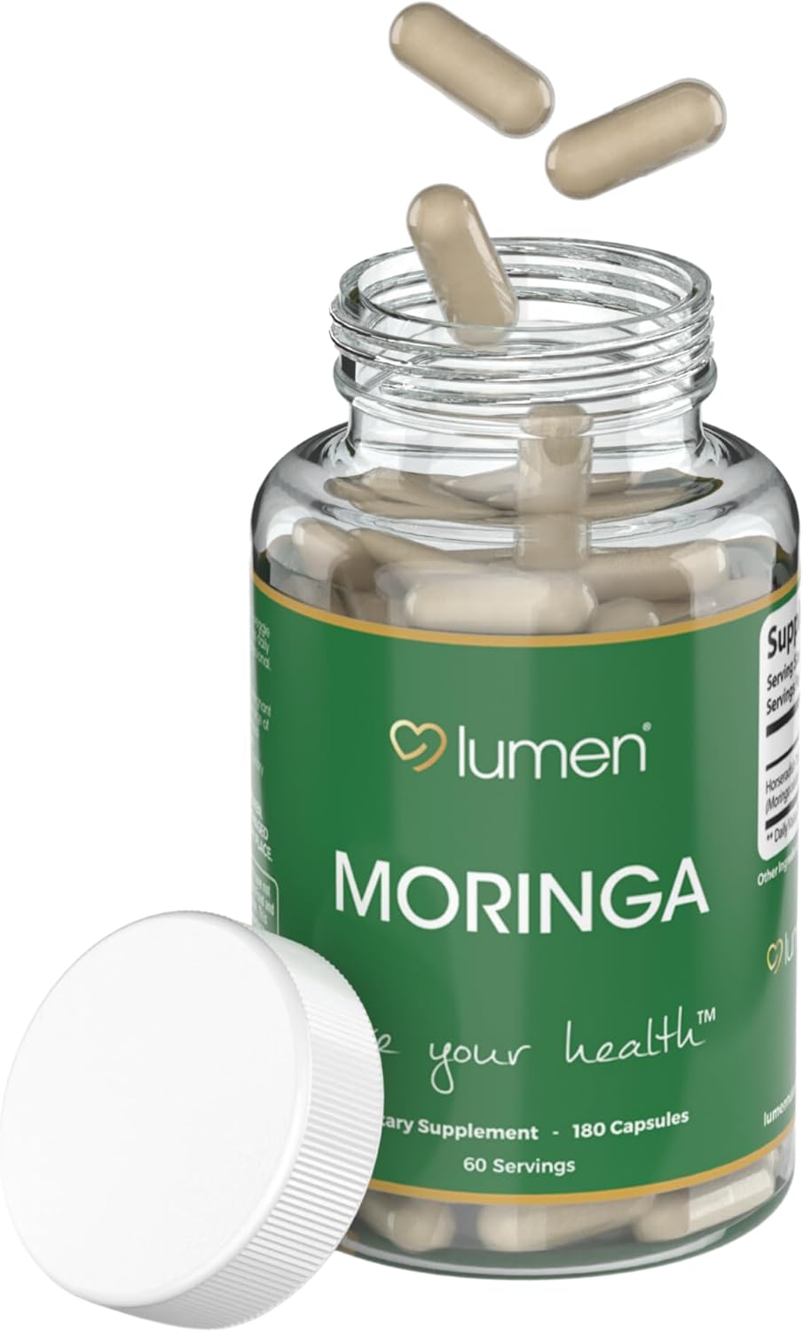 Lumen Naturals Moringa for Women – 1200mg Per Serving – 180 Veggie Capsules – 60 Servings – Made with Natural Ingredients – Non-GMO, Vegan & Gluten-Free (180 Count (Pack of 1))