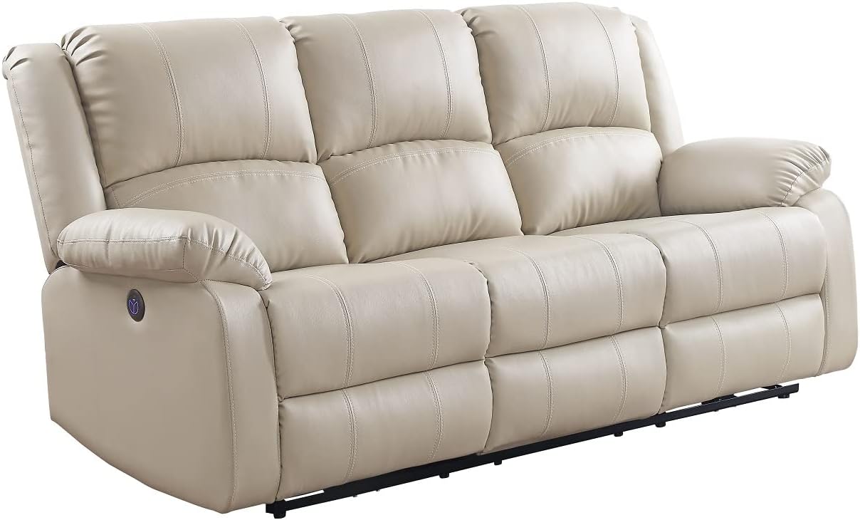 Elountik Modern Zuriel Power Motion Reclining Sofa with Tight Back & Seat Cushion
