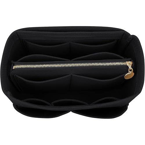 LEXSION Felt Purse Bag Organizer Insert with zipper Bag Tote Shaper Fit Speedy Neverful PM MM
