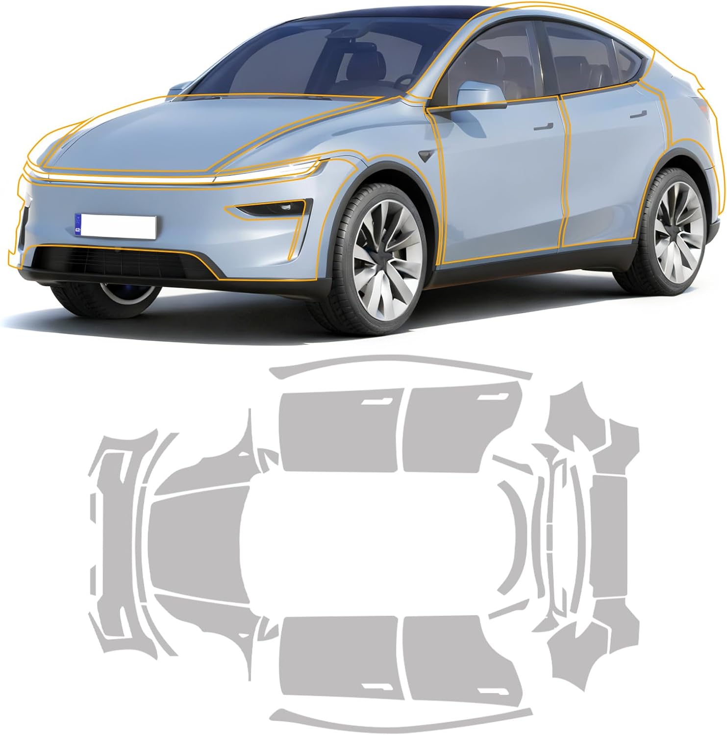 for Tesla Model Y Juniper 2025 2026 Precut Paint TPU PPT Film Protective for Full Car,Scratch-Resistant Protection 8.5 Mil PPF Film, Self-Healing,Exterior Accessories for Tesla Y Juniper(Clear Film)