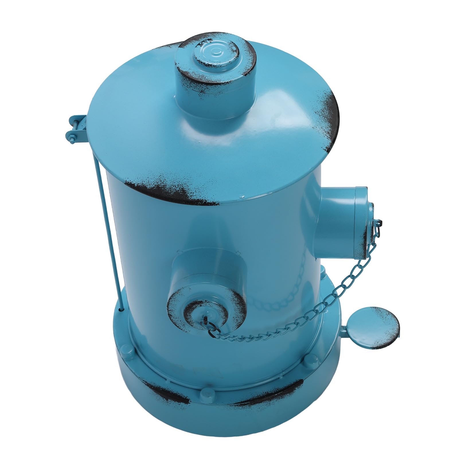 Bote de Basura Retro para Boca de Incendios, Bote de Basura con Pedal de Hierro Forjado de Gran Capacidad, Decoración Europea única de Arte de Hierro para el Hogar y la Oficina (azul claro)