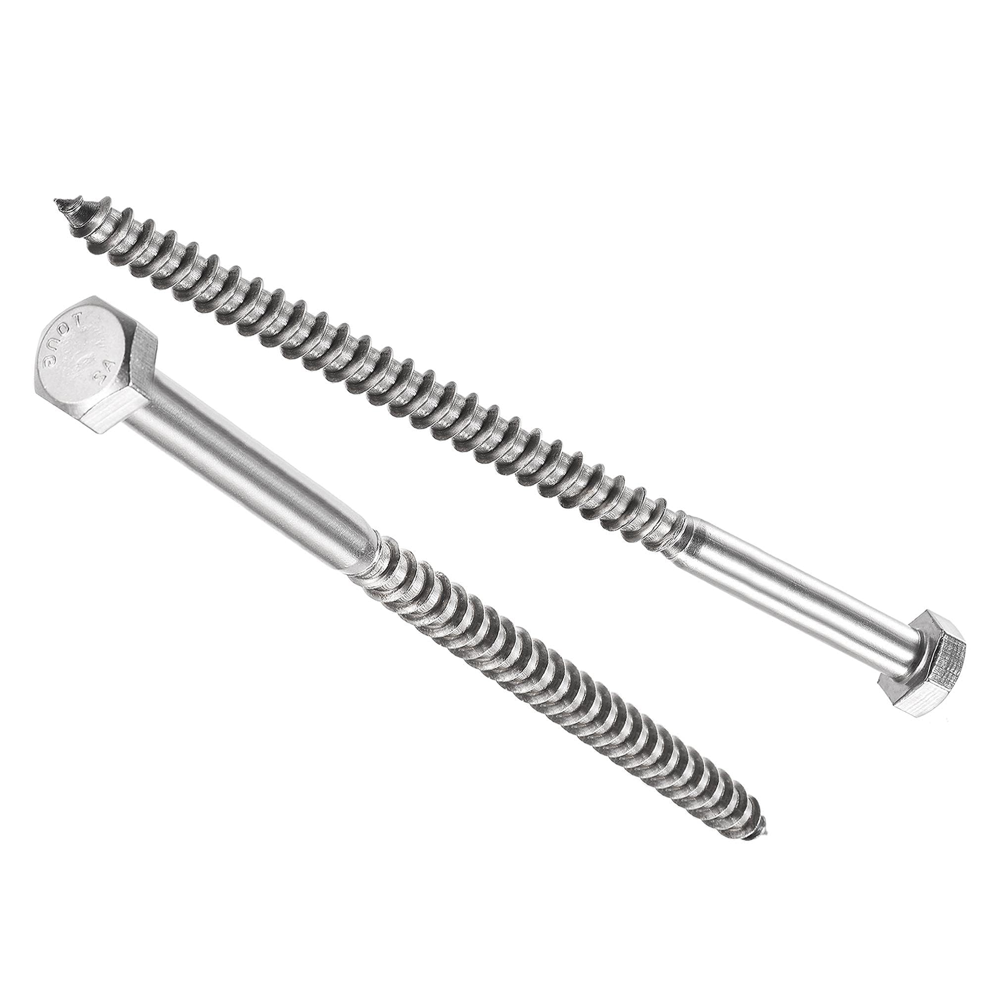 Unifizz 5 Pcs Hex Lag Screws, M8 x 130mm 304 Stainless Steel Wood Bolts