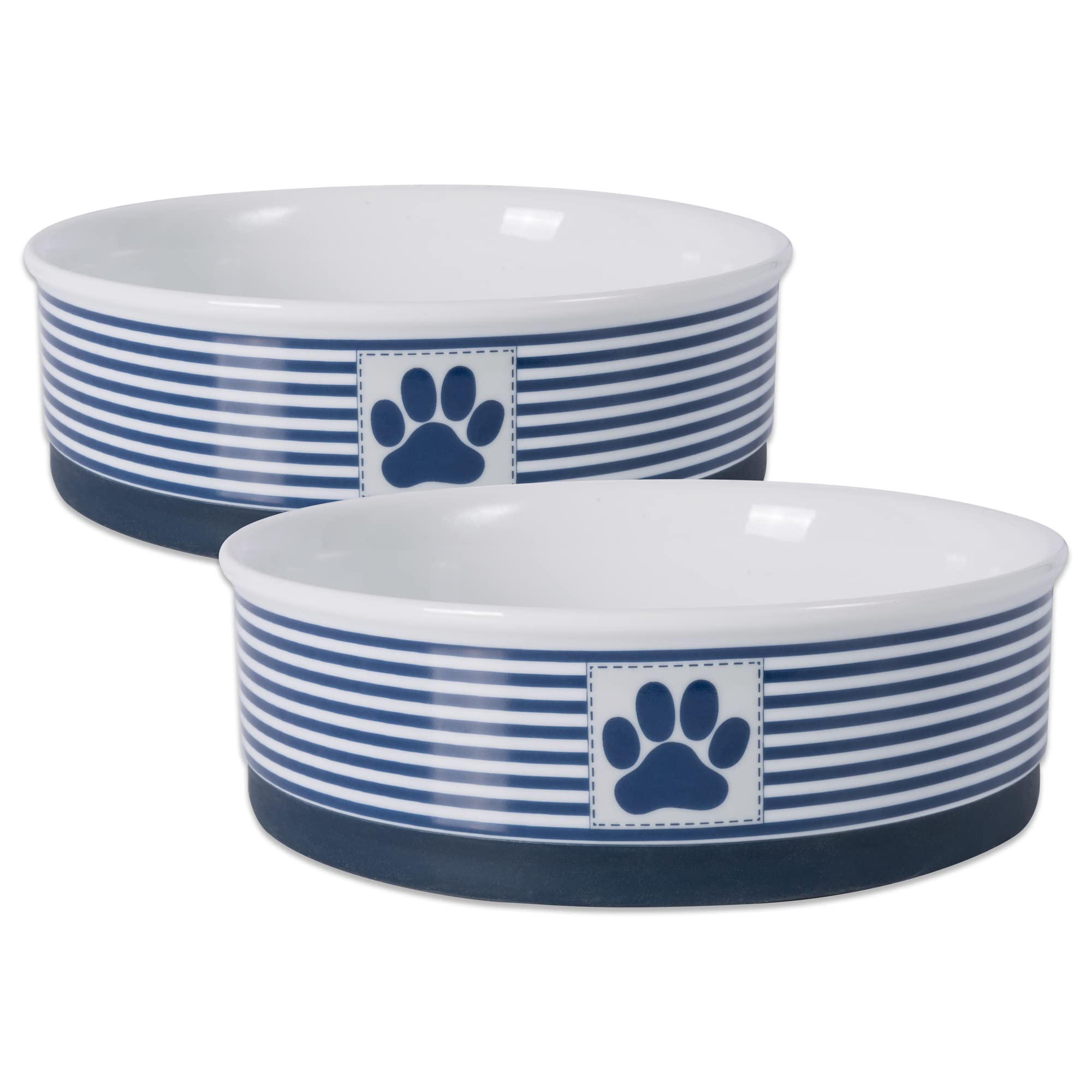 Bone Dry Paw & Patch Seramik Evcil Hayvan Koleksiyonu, Büyük Set, 19 x 6 cm, Deniz Mavisi, 2 Parça
