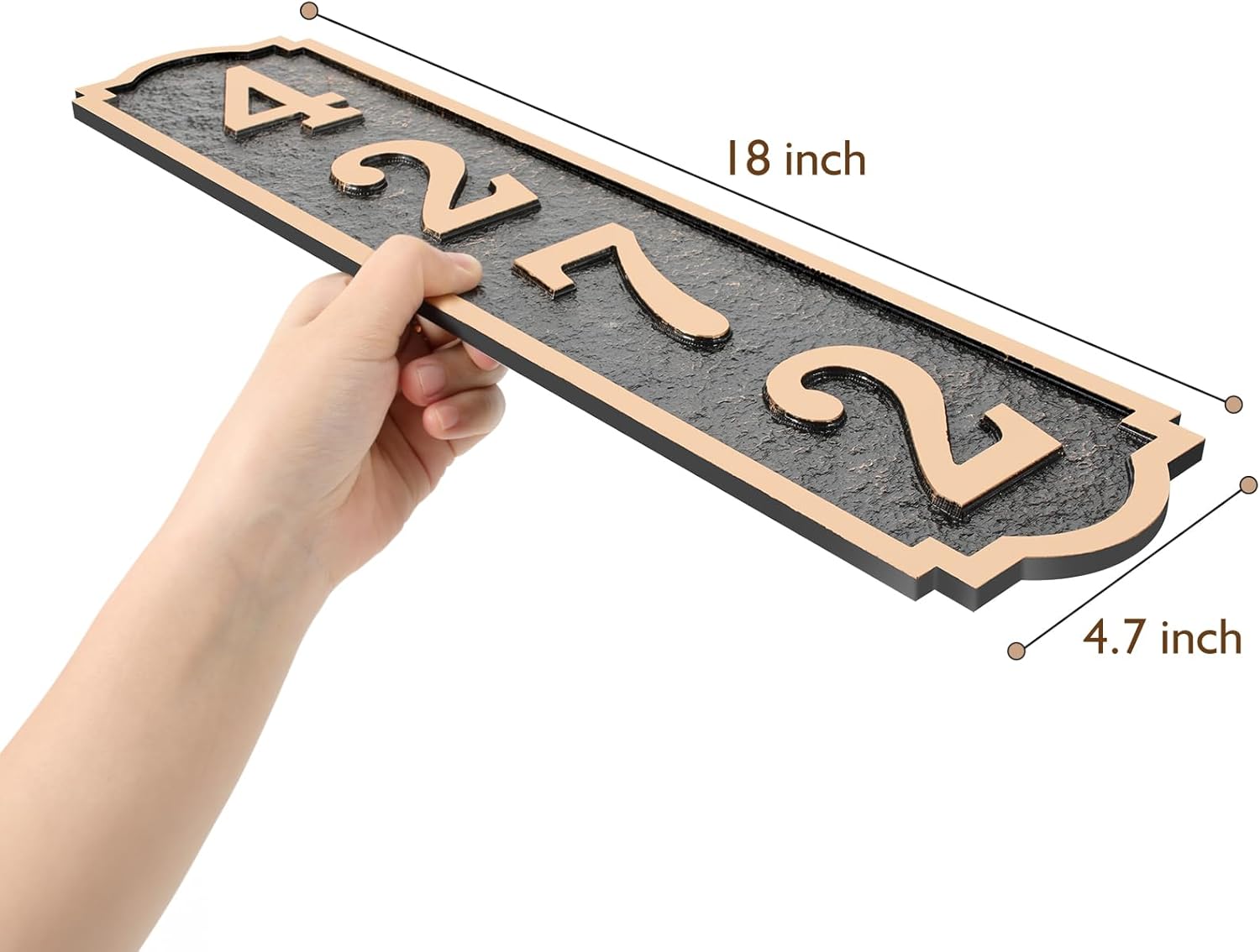 Address Plaque Forge Metal - 16.5'' x 4‘’ Personalized Address Sign,House Number Sign Plaque,House Address Numbers for Outside House,Mailbox Post,Pillar,Pre-Drilled Hole,911 Visibility No Fading Vertical(Silver)