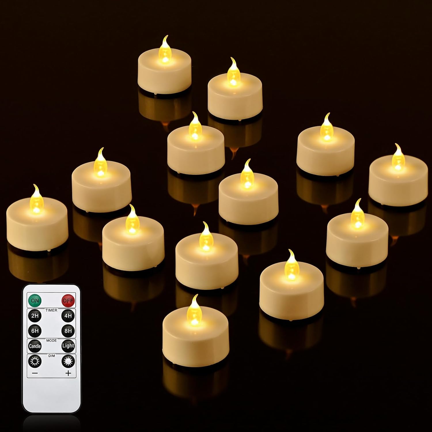 JOSU 24PCS Flameless Tea Lights Candles with Remote Timer, Led Battery Operated Electric Votive Candle for Wedding Centerpiece Table Decorations, Flickering Tealight Candles for Home Party Decor