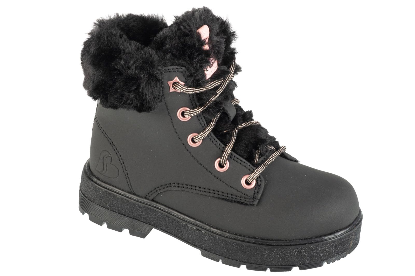 Skechers Girl's Street Glitz Sneakers, Black Synthetic/Rose Gold Trim, 13.5 UK Child