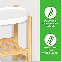 Vista 5 de Wisuce Soportes de Plantas de Bambú para Interiores, Bandeja de Acero de 2 Niveles Soporte Alto para Plantas de Esquina y Estante de Exhibición