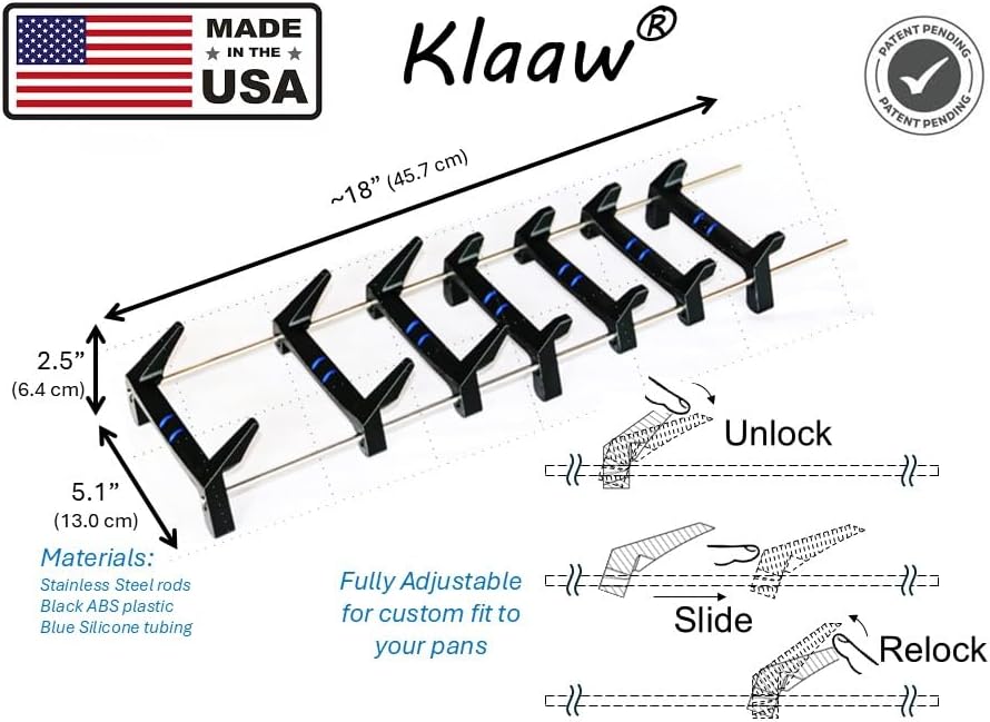 Pan & lid rack for storage or drying for kitchenware from Hexclad, T-fal, Circulon, Calphalon, Carote, Cuisinart, Blue Diamond, and others including induction pans