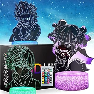 Kodetops 3D Illusion Anime Figure Night Light for Boys Bedroom, 3 Patterns and 16 Colors USB Charging Decor Toy Lamp for Birthday Christmas Anime Fans Gifts