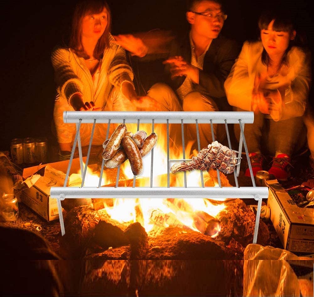 Outdoor Campfire Grill, 304 Stainless Steel Grate, Folding Compact Barbeque Grill with Legs Carrying Bag for Picnics for Outside Picnic BBQ, Backpacking, Hiking, Fishing.-image-27