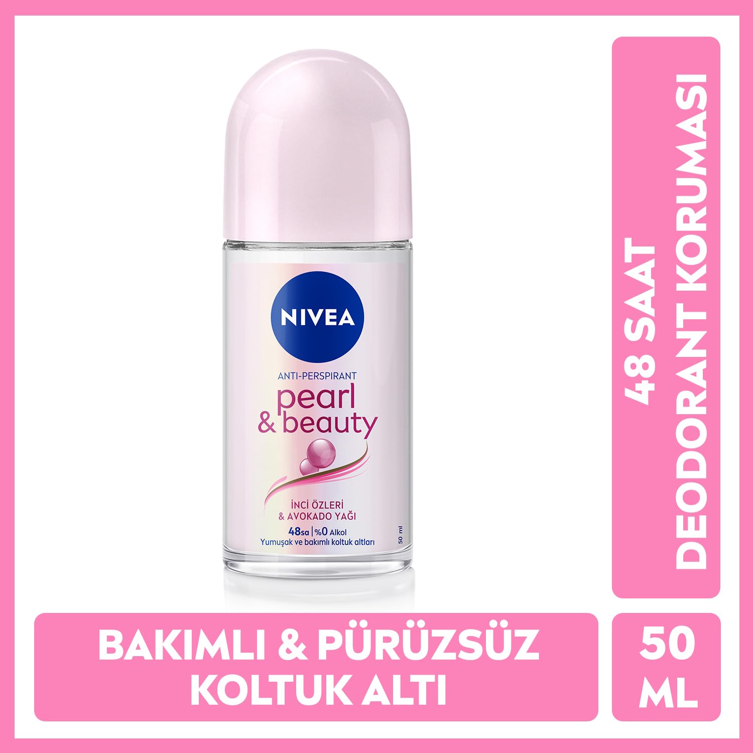 NIVEA Kadın Roll On Deodorant Pearl & Beauty 48 Saat Anti-perspirant Koruma (50 ml) + NIVEA Kadın Roll On Deodorant Black & White Invisible Clear 48 Saat Anti-Perspirant Koruma (50 ml) X2