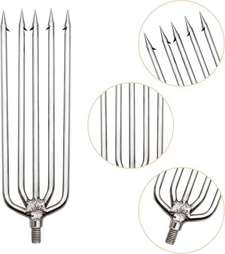 Miniatura 4 de Arpón de pesca, de acero inoxidable, lanza de púas de aleación de aluminio, con tornillo de 0.315 in para pesca al aire libre, aterrizaje de rana de