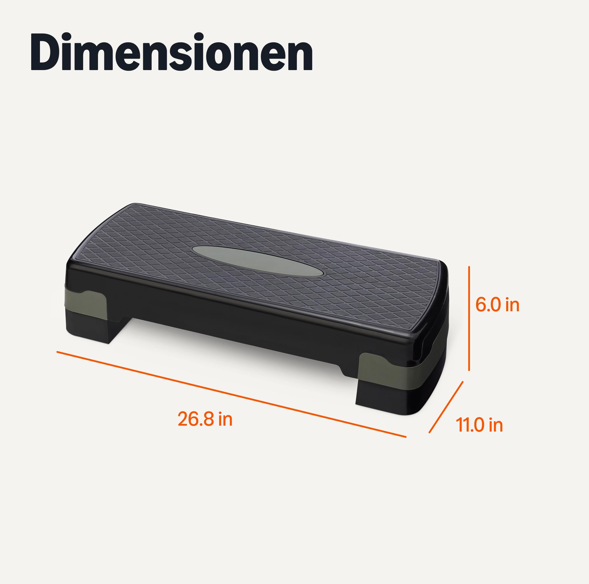 Amazon Basics Aerobic Steppbrett, Verstellbarer Workout Stepper für Zuhause, 68.58cm, Schwarz/Grau