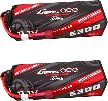 Gens ace 5300mAh 3S1P 60C 11.1V G-tech HardCase Lipo Battery 15# with T Plug2Pcs