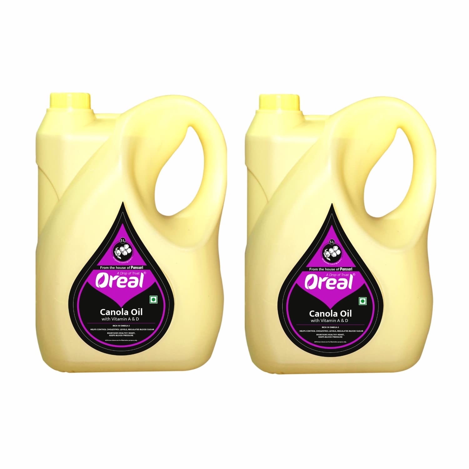 Oreal Premium Natural Canola Oil (5 Ltr - Pack of 2)for Cooking |Edible Oil | Healthiest Cooking Oil | Rich in Omega-3 and Omega-6 | Improve in Metabolisms & Keeps Active | Preservative Free & Suitable for all Ages (B08JLMCJ2S) Amazon Price History, Amazon Price Tracker