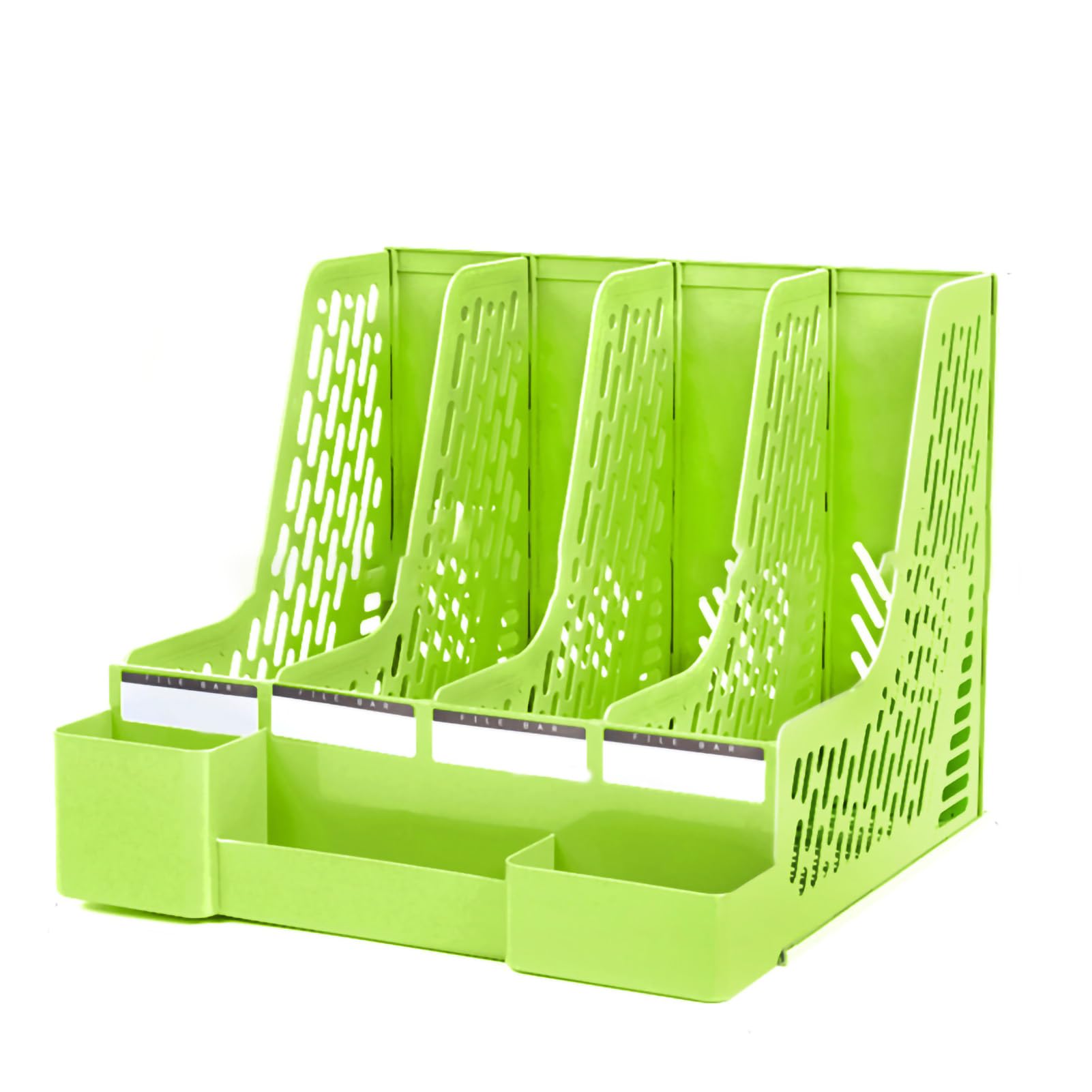 Organizer per File da Scrivania, Portaoggetti per File da Scrivania a Colori a 4 Scomparti con Portapenne, per Cartelle Documenti Riviste (Portapenne addensato verde/quadruplo/Modello molto)