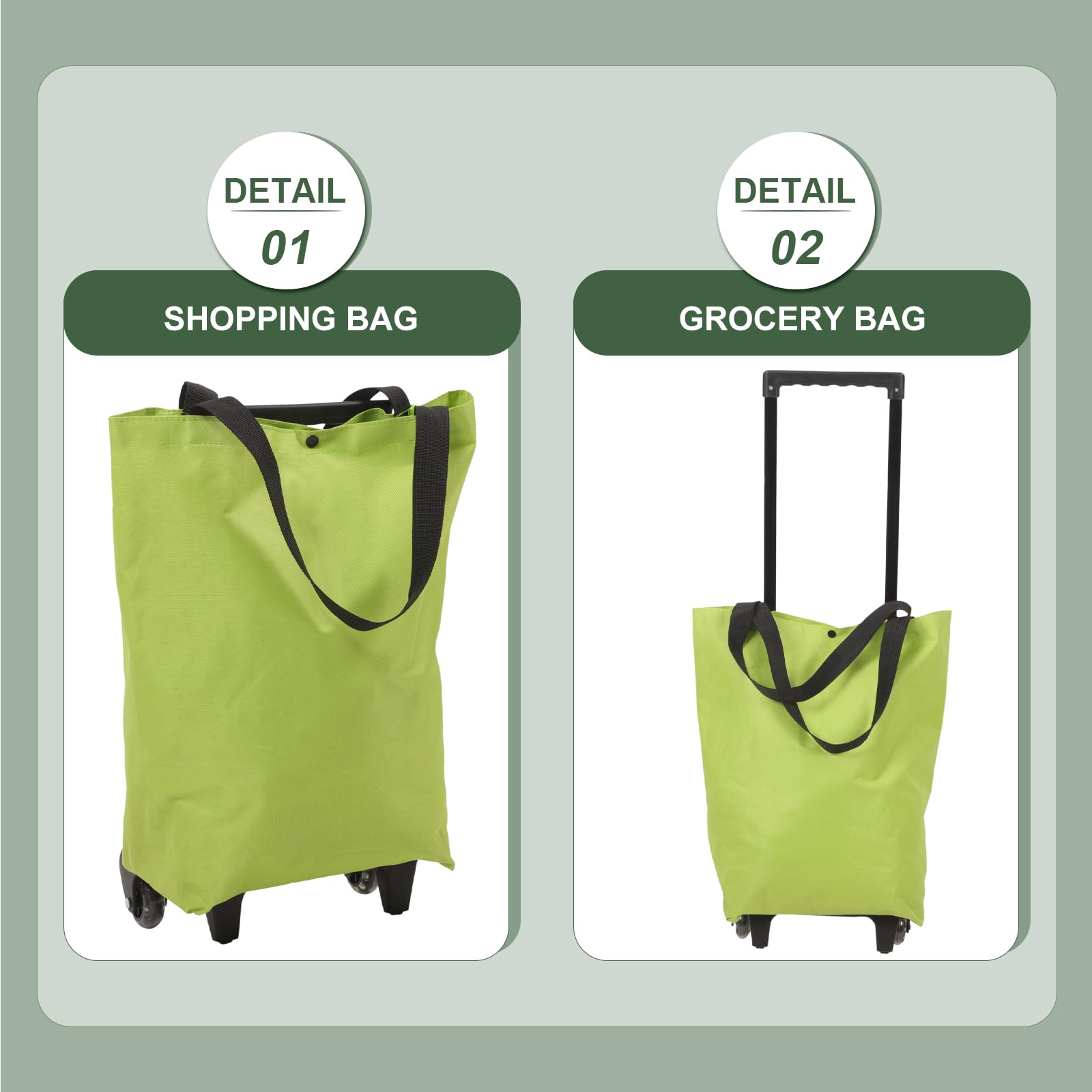 GALPADA Borsa per Spesa con Ruote e Carrello Pieghevole, Tessuto Oxford Resistente e Telaio in Metallo, Facile da Trasportare e Leggera la Spesa e Commissioni