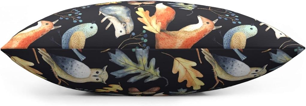 VARUN Throw Pillow Covers Owl Fox Forest Animals Hedgehog Leaves Pattern Square Pillowcase for Home Decor Sofa Car Bedroom Pillow case 18x18inch