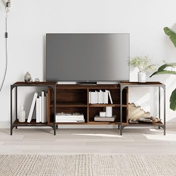 ZEYUAN TV Cabinet Brown Oak 153x37x50 cm Engineered Wood,Tv Stand Cabinet,Tv Units For Living Room,Electric Fireplace Tv Stand
