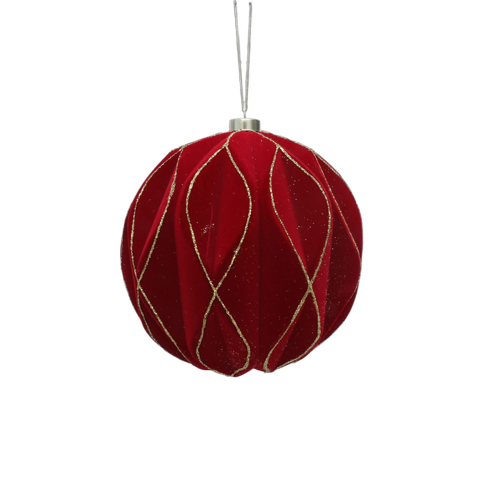 Mekalero Glittering Rhombus Print Velvety Christmas Ball Ornament Shatter Resistant Plastomer Christmas Baubles for Tree Mantels Door Decoration Constant Furlough Ornamentation