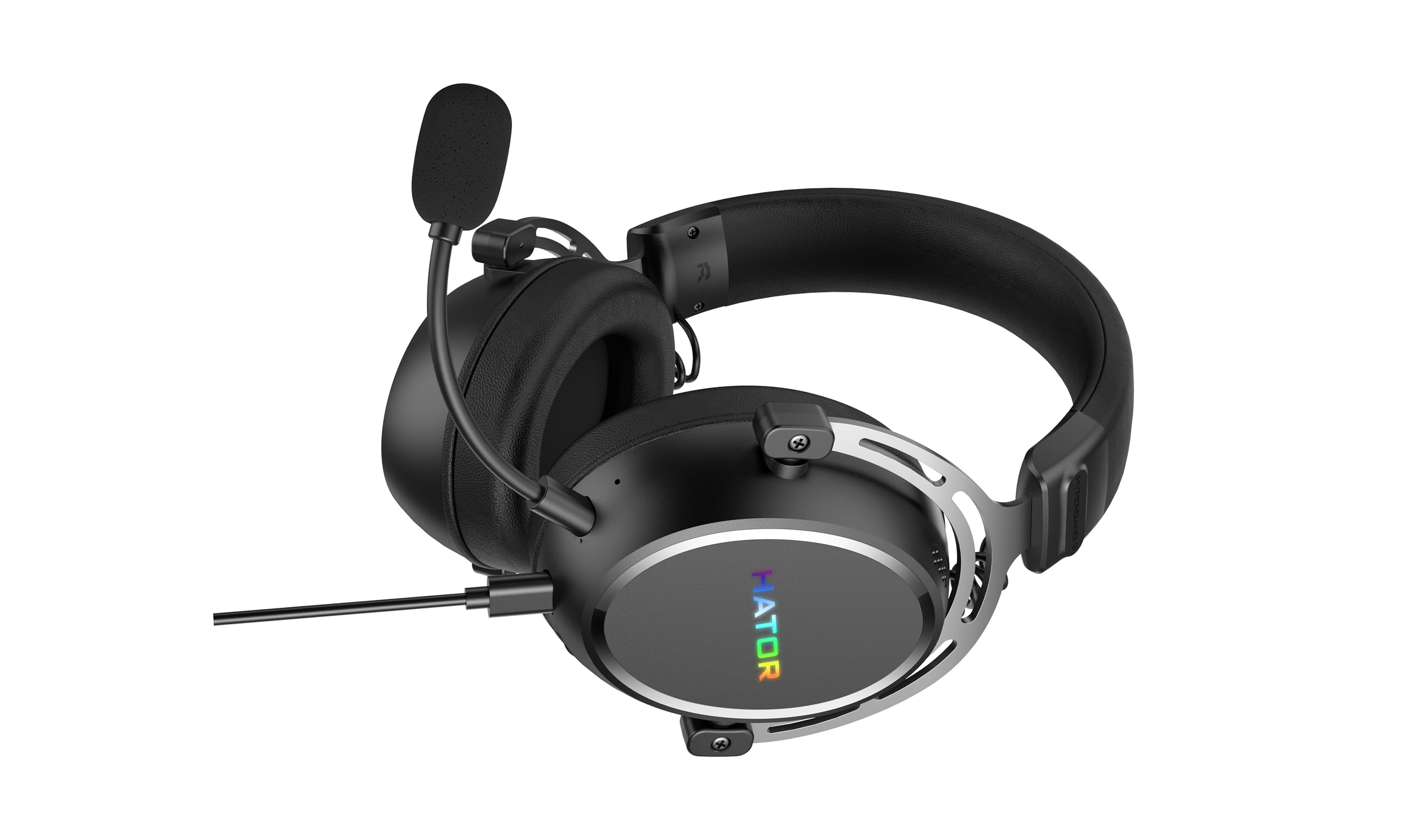 HATOR Hypergang 3 USB Gaming-Headset – Hi-Res Audio, 7.1 Surround Sound, 53mm Treiber, Bluetooth, abnehmbares Mikrofon, USB-C, RGB – für PC, PS5, Schwarz