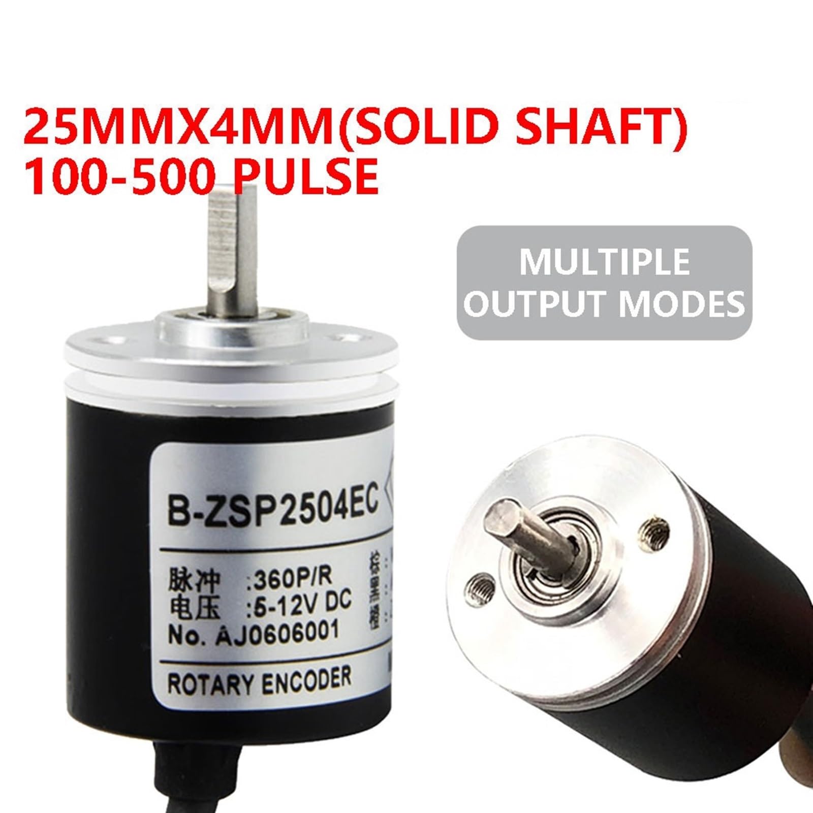 Codificador Incremental de 25mm, eje giratorio de 4mm, 100, 200, 360, 400, 500, 600, 800 PPR, 5-24VDC, E6A2-CWZSE, interruptores de Sensor de automatización(ZSC2504-500PPR,E6A2-CWZSC)