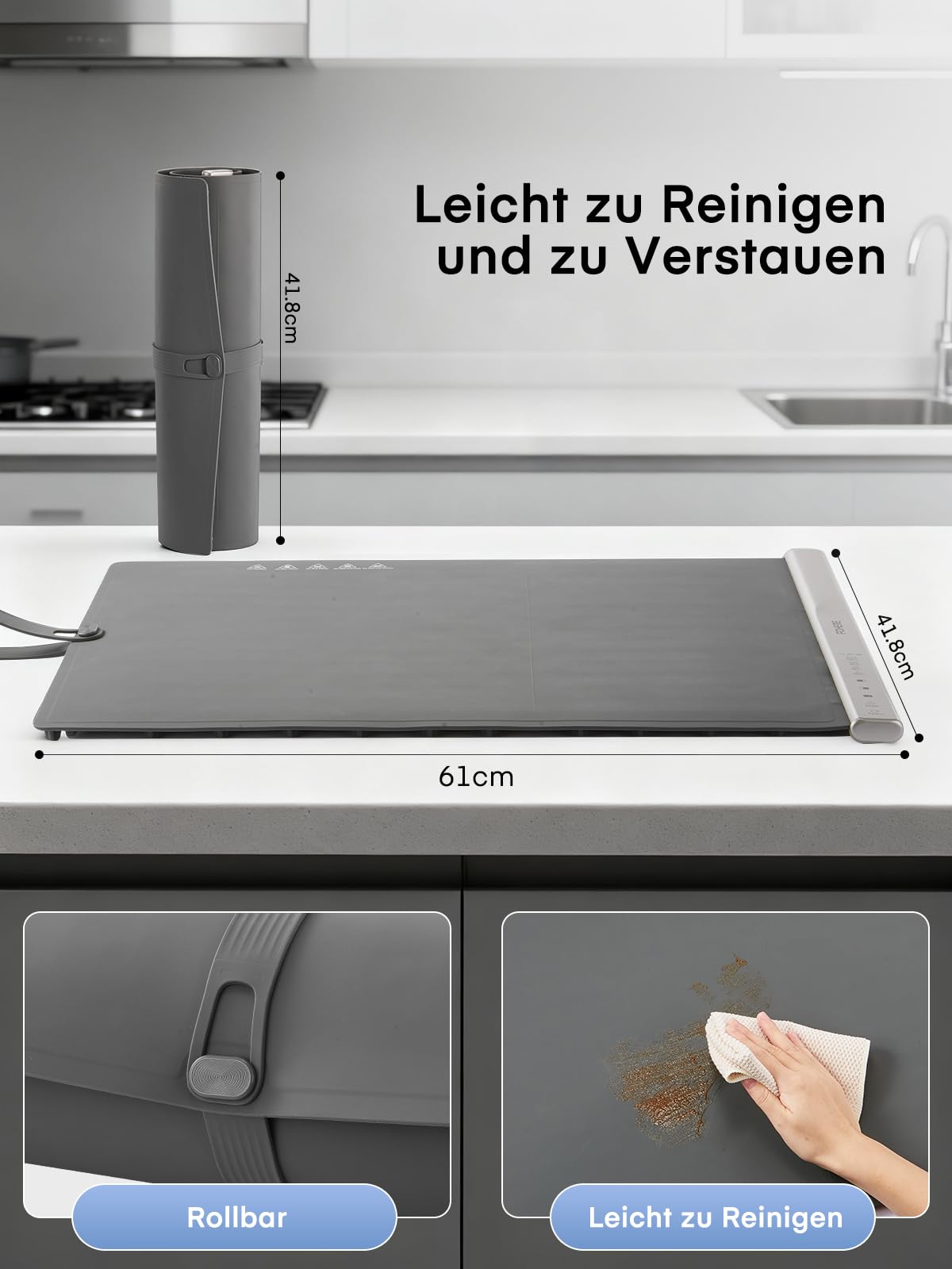 FOHERE Warmhaltematte für Speisen, Elektrische Warmhalteplatte mit Großer Oberfläche, 4 Std. Timer, Lebensmittelechtes Silikon-Nanomaterial