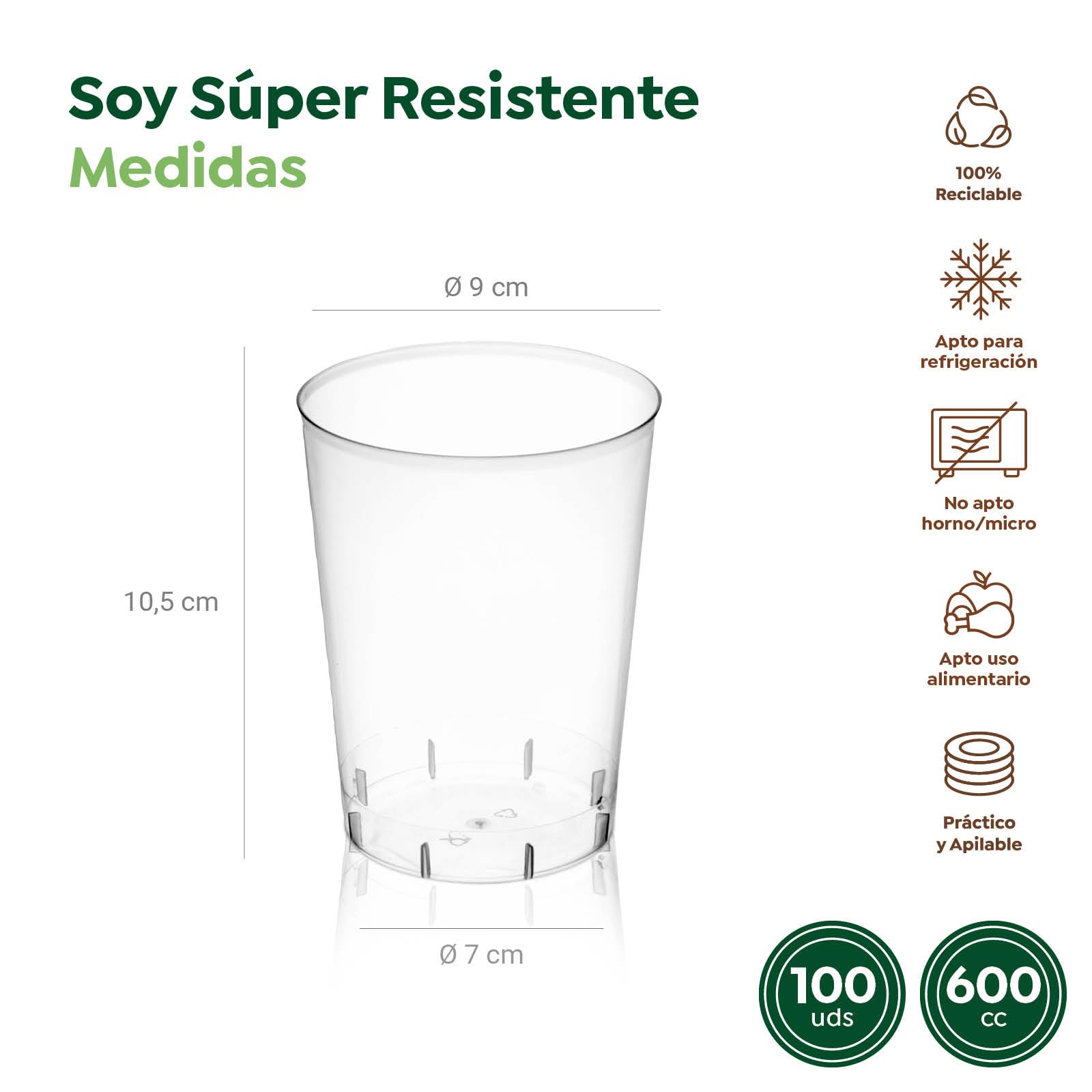 Lot de 100 verres à cidre en plastique réutilisables - 600 ml - Verres recyclables - Gobelets à cidre - Grand verre pour eau, rafraîchissements, café, cocktails, fêtes et restauration