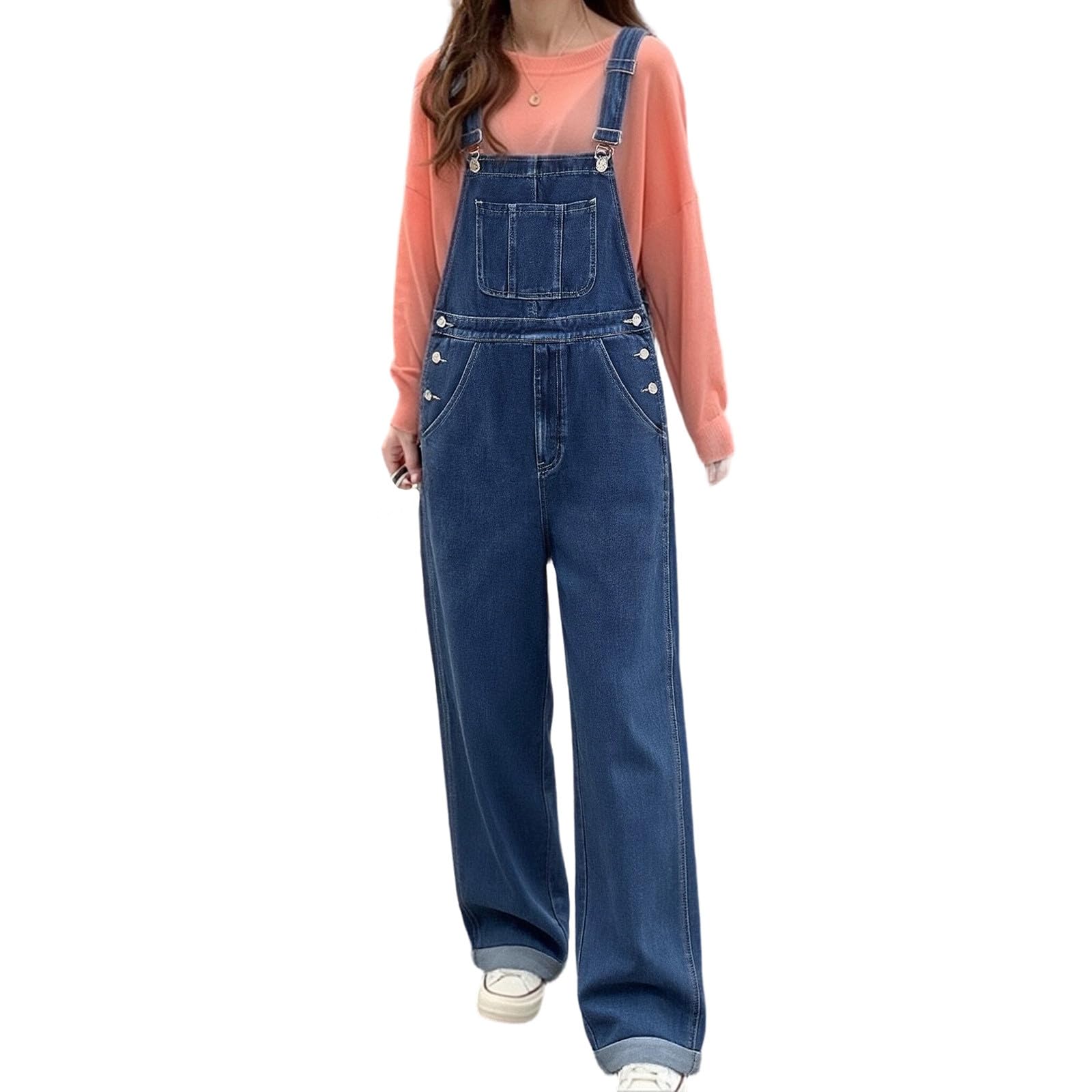 Mono de mujer 2026 de moda monocolor vaquero mono con botones tirantes verano manga corta pantalones de trabajo blancos