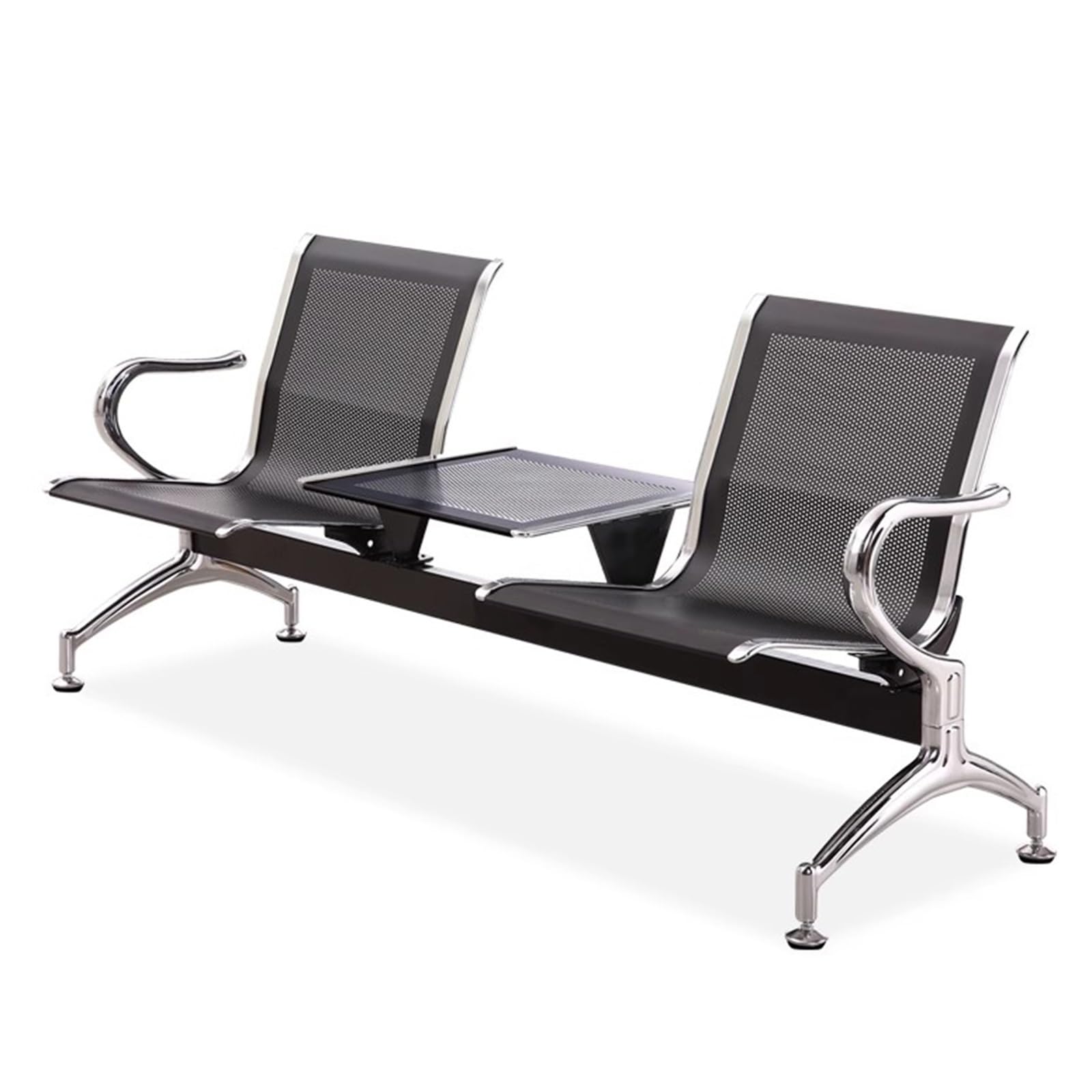 ASerZenith Blue Airport Waiting Room Chairs For 2 With Armrests & Coffee Table Metal Reception Bench For Office Hospital Bank Market - Stylish & Seating