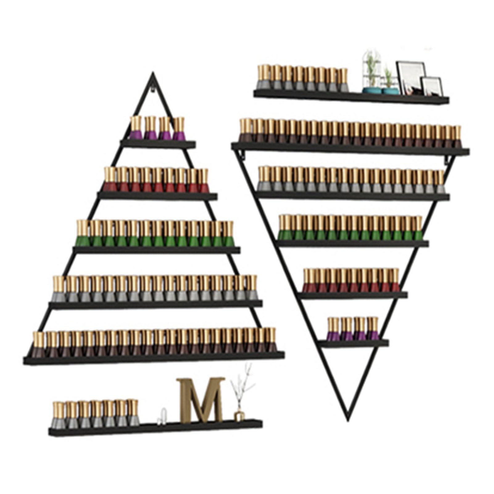 Organizador de esmaltes de uñas de Pared: Soporte Triangular de Metal para esmaltes de uñas - Expositor de Pared Apto para pintalabios, aceites Esenciales y perfumes - Expositor de Gran Capa